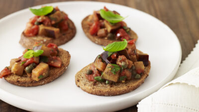 Eggplant and Tomato Crostini