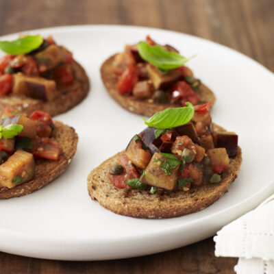 Eggplant and Tomato Crostini