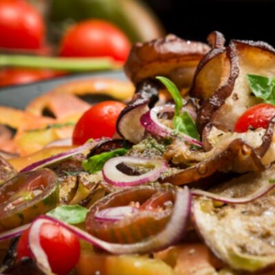 eggplant and tomato wide