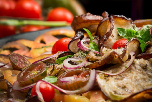 eggplant and tomato wide
