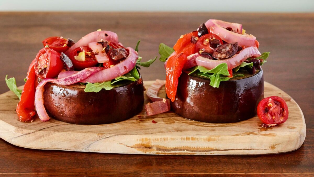 Eggplant and Spicy Pepper Tartine