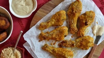 Falafel-Crusted Chicken with Tahini Sauce