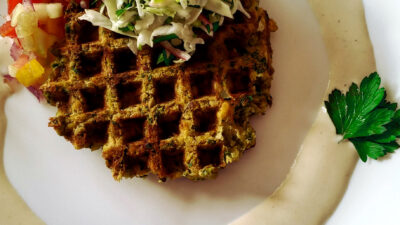 Colorized Falafel Waffle