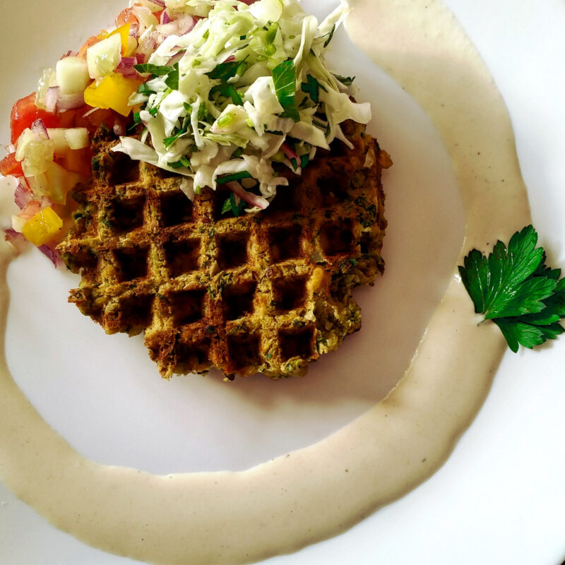 Colorized Falafel Waffle