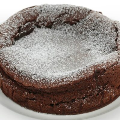 fallen choc souffle cake