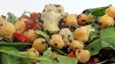 Firecracker Quinoa Salad with Chickpeas and Artichoke Hearts
