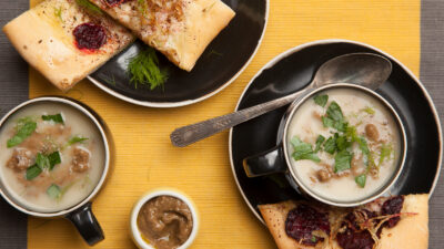 Focaccia and soup