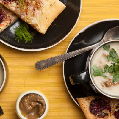 Focaccia and soup