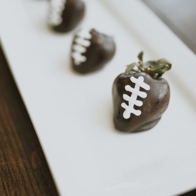 Football chocolate covered strawberries