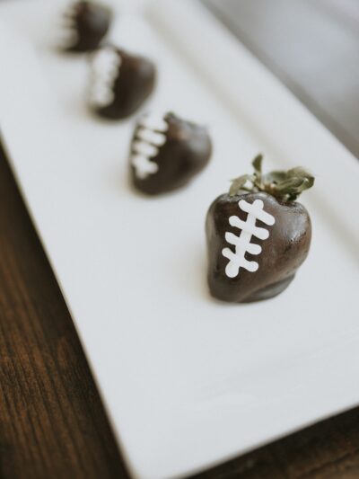 Football chocolate covered strawberries