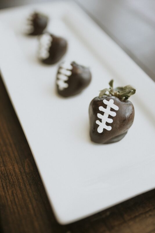 Football chocolate covered strawberries