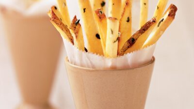French fries with lime and cilantro