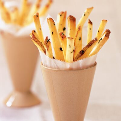 French fries with lime and cilantro