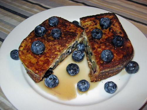 French Toast with Blueberries and Creamy Apricot Sauce