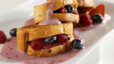 Fresh Berry Stuffed French Toast with Vanilla Yogurt Sauce