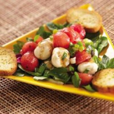 Fresh Mozzarella Watermelon Salad with Purple Basil