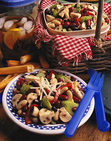 Fresh Mushroom Three-Bean Salad