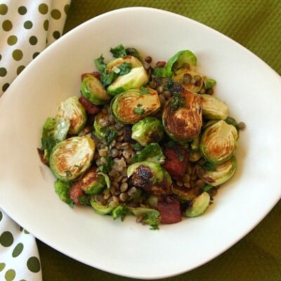 Fried Brussels Sprouts and Lentils