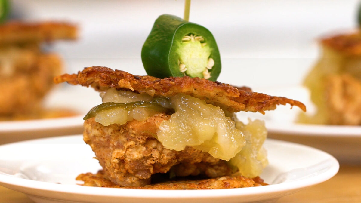 Fried Chicken Potato Pancakes Sliders