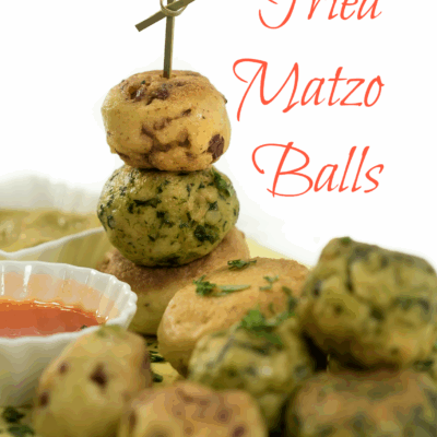 Fried Matzo Balls with three flavors and dipping sauces