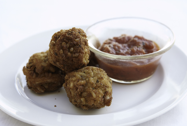 Fried Risotto Balls with Marinara Dipping Sauce