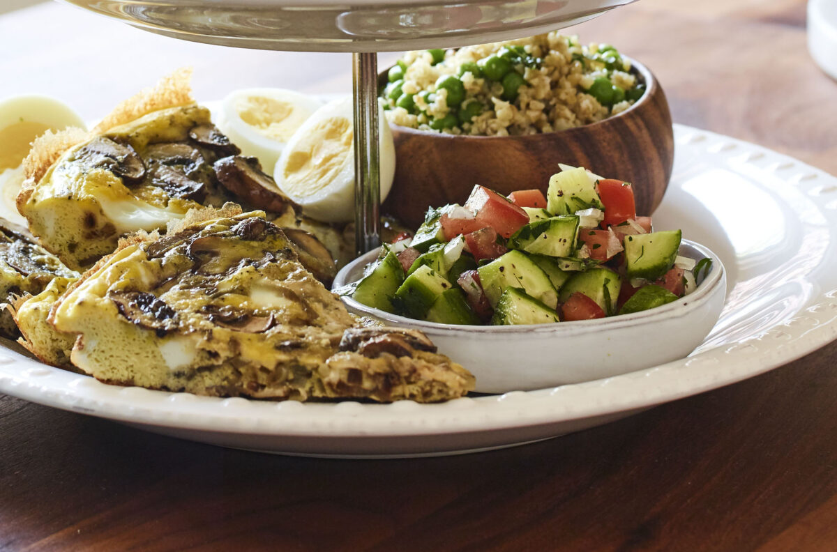 caramelized shallot & mushroom frittata