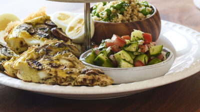caramelized shallot & mushroom frittata