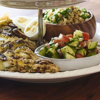 caramelized shallot & mushroom frittata