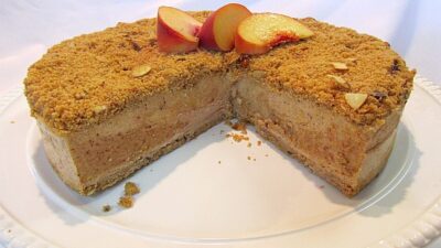 Frozen Peach and Toasted Almond Torte