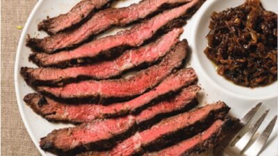 Garlic-Marinated Steak with Onion Jam