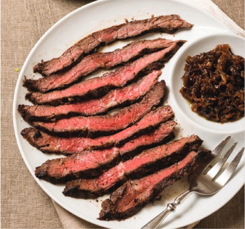 Garlic-Marinated Steak with Onion Jam