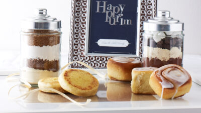 gift muffin and cinn roll