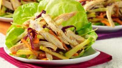 Ginger Curry Lettuce Wraps with Rainbow Coleslaw