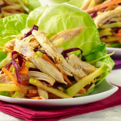 Ginger Curry Lettuce Wraps with Rainbow Coleslaw