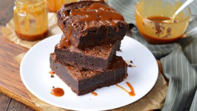 Gluten Free Rum Brownies with Rum Caramel Sauce