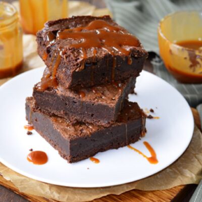 Gluten Free Rum Brownies with Rum Caramel Sauce