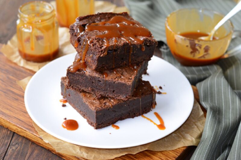 Gluten Free Rum Brownies with Rum Caramel Sauce