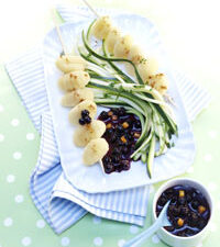 Gnocchi Skewers with Wild Blueberry Sauce,