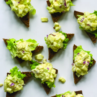 Gourmet Egg Salad on Pumpernickel Toast Points