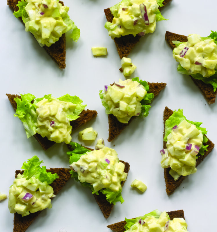 Gourmet Egg Salad on Pumpernickel Toast Points
