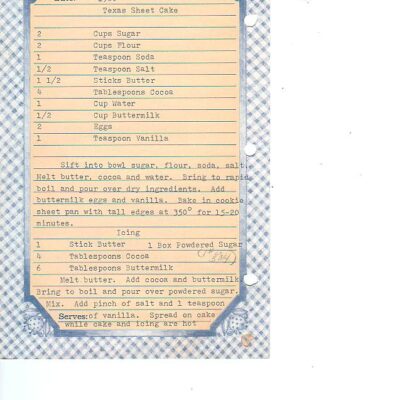 Grandma&rsquo;s Texas Sheet Cake (1980)