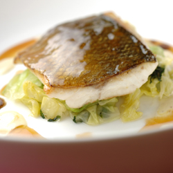 Grapefruit Sea Bass with Cabbage and Basil Salad