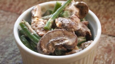 Green Bean and Goat Cheese Casserole with Mushrooms