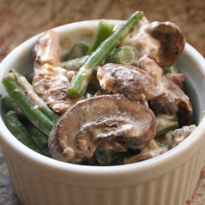 Green Bean and Goat Cheese Casserole with Mushrooms