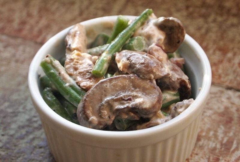 Green Bean and Goat Cheese Casserole with Mushrooms