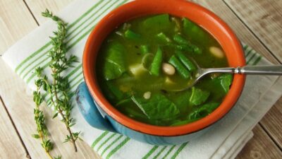 Green Vegetable Soup with Lemon Pesto