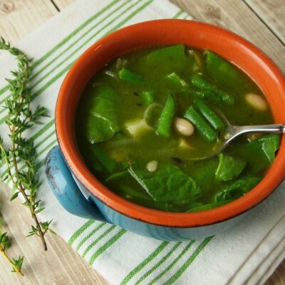 Green Vegetable Soup with Lemon Pesto