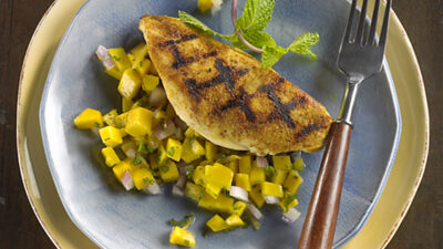 Grill Pan Chicken with Fiery Mango-Ginger Salsa