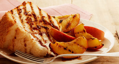 Grilled Angel Food Cake with Peaches