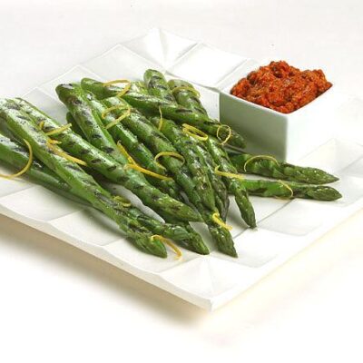 Grilled Asparagus with Romesco Sauce